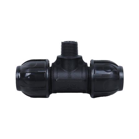 ข้อต่อสามทางสวมล็อค PE เกลียวนอก SPRING 20 มม.X 1/2 นิ้ว สีดำ_1