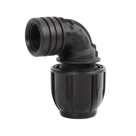 ข้องอสวมล็อค PE เกลียวใน SPRING 25 มม. x 3/4 นิ้ว สีดำ