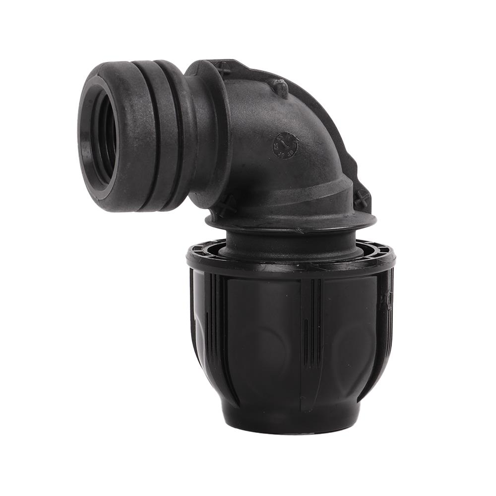 ข้องอสวมล็อค PE เกลียวใน SPRING 20 มม. x 1/2 นิ้ว สีดำ