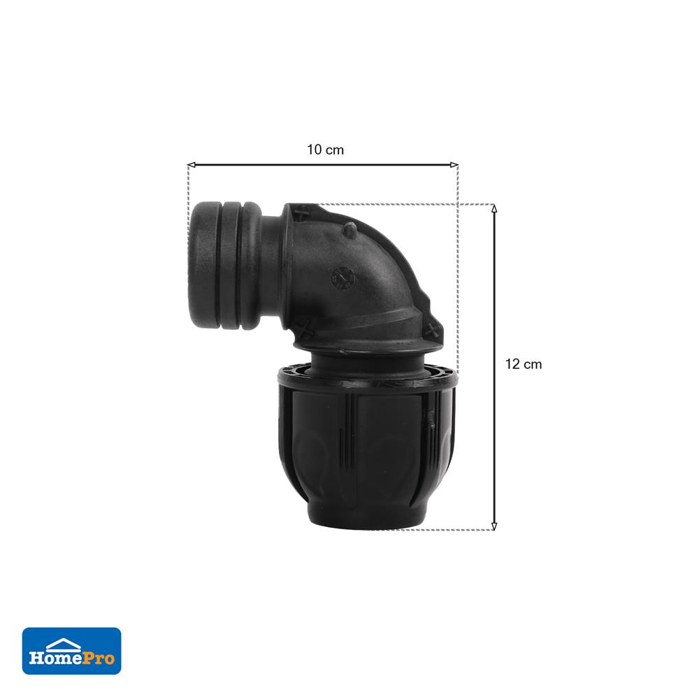 ข้องอสวมล็อค PE เกลียวใน SPRING 20 มม. x 1/2 นิ้ว สีดำ