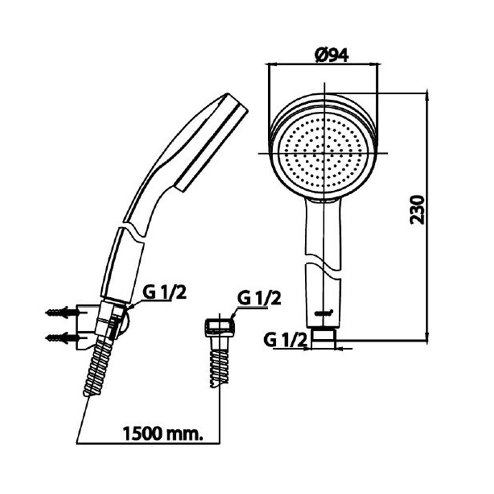 ชุดฝักบัวสายอ่อน 1 ระดับ COTTO ZH020(HM) สีโครม