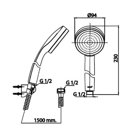 ชุดฝักบัวสายอ่อน 1 ระดับ COTTO ZH020(HM) สีโครม_2