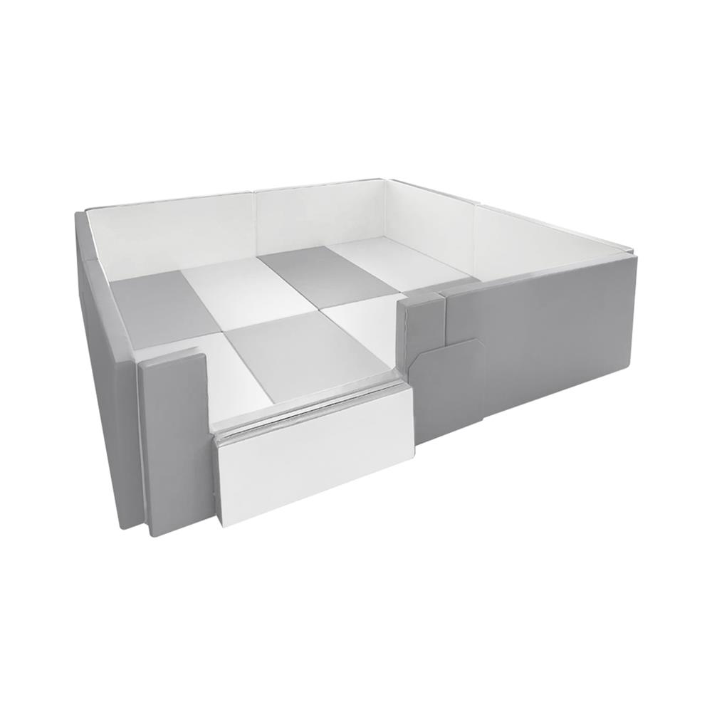 คอกกั้นเด็ก GEKO 2X2 ม. หนัง PU สีเทา/ขาว