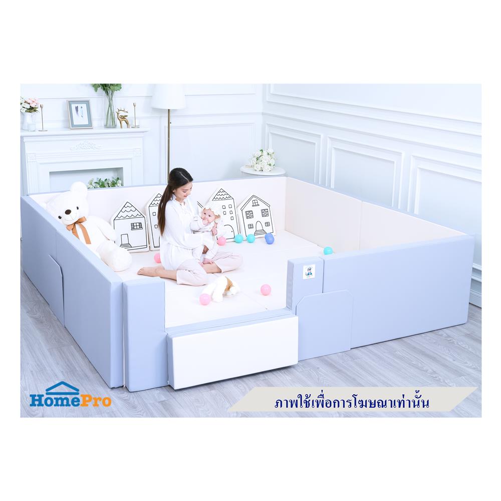 คอกกั้นเด็ก GEKO 2X2 ม. หนัง SILICONE สีเทา/ขาว