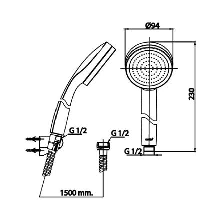 ชุดฝักบัวสายอ่อน 1 ระดับ COTTO ZH020WH(HM) สีขาว_2