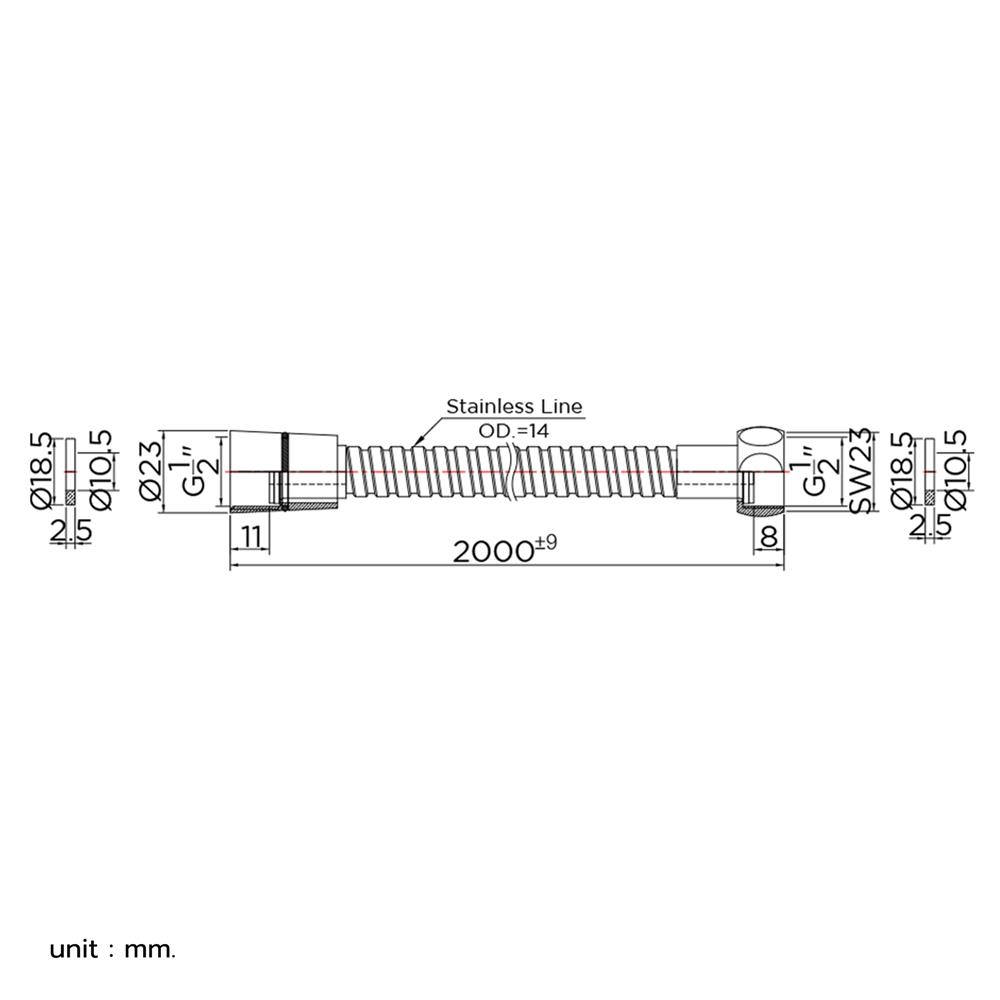 สายฝักบัวสเตนเลส KARAT FAUCET KA-06-931-50 200 ซม.