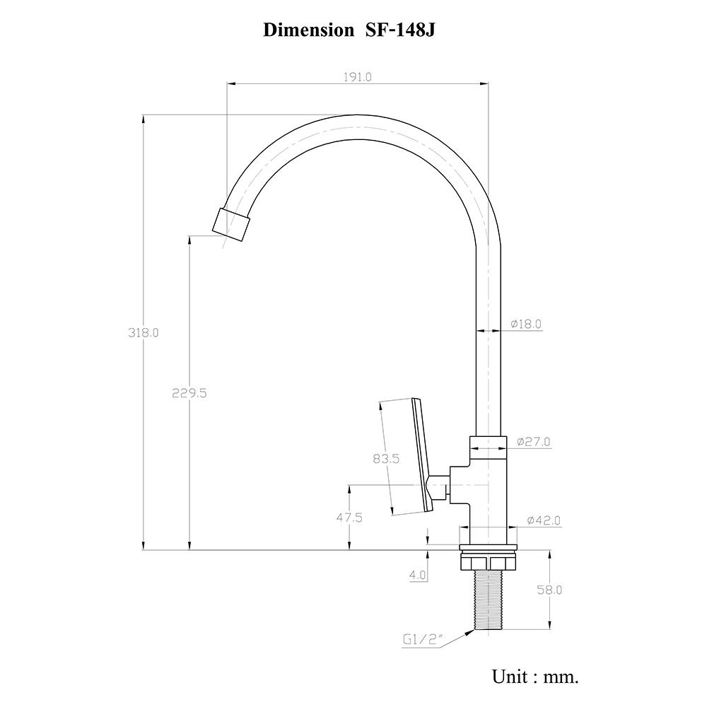 ก๊อกซิงค์เดี่ยว เคาน์เตอร์ HANG SF-148J