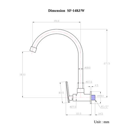 ก๊อกซิงค์เดี่ยว ผนัง HANG SF-148J/W_1