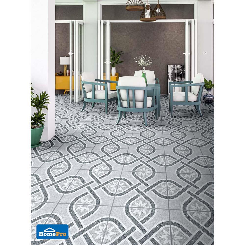 กระเบื้องพื้น 16x16 นิ้ว ภูผา วงเดือน เทา A 0.96M2