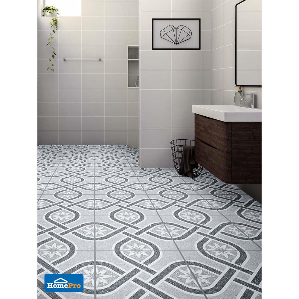 กระเบื้องพื้น 16x16 นิ้ว ภูผา วงเดือน เทา A 0.96M2