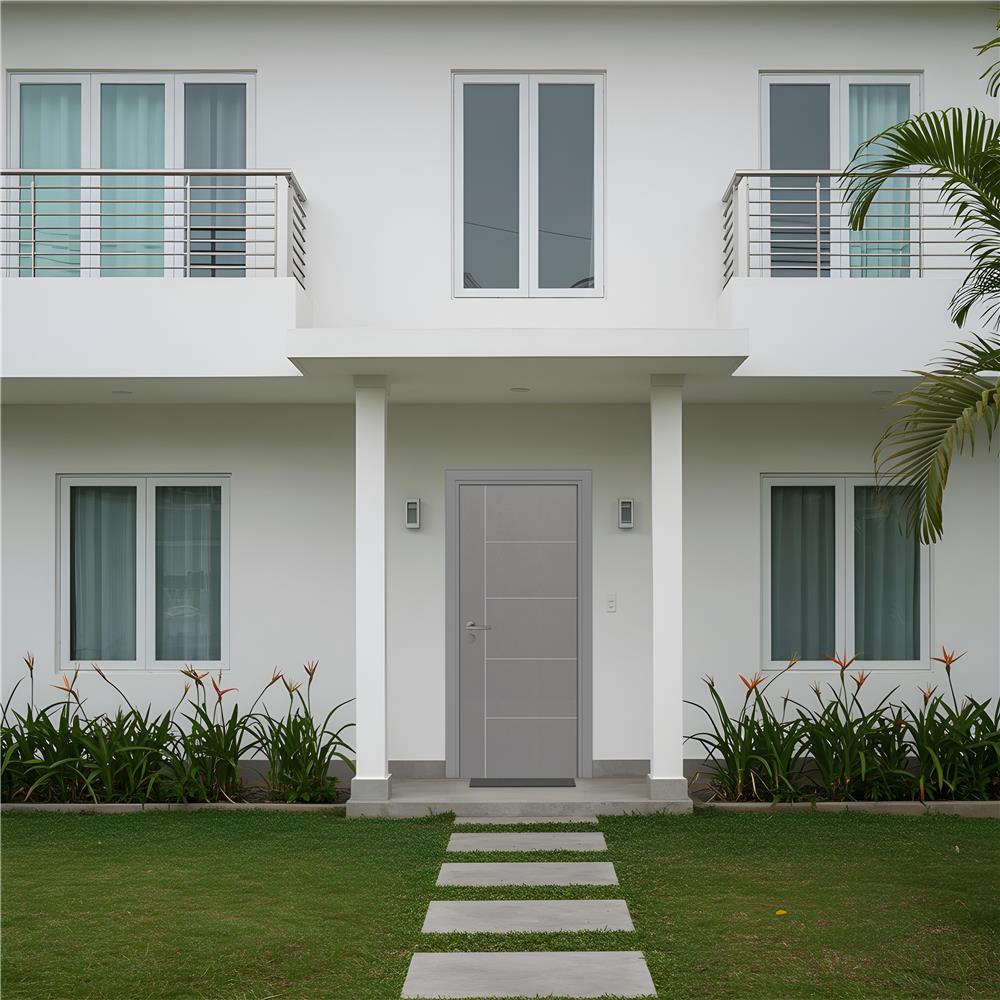 ประตูภายนอก UPVC เจาะลูกบิด MODERNWOOD MWNR004 80x200 ซม. สีเทา