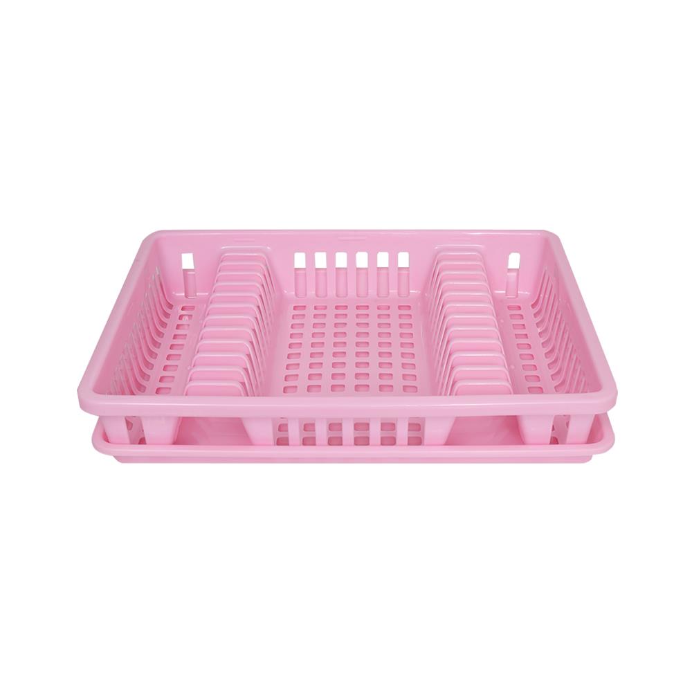 ชั้นคว่ำจานพลาสติกพร้อมถาดรอง SN 9883/1 สีชมพู