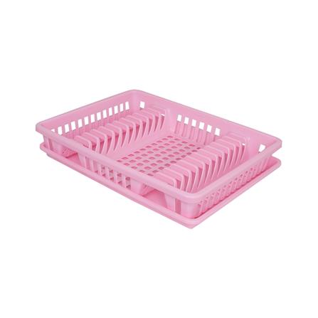 ชั้นคว่ำจานพลาสติกพร้อมถาดรอง SN 9883/1 สีชมพู_0