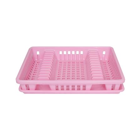 ชั้นคว่ำจานพลาสติกพร้อมถาดรอง SN 9883/1 สีชมพู_1