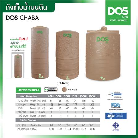 ถังเก็บน้ำ DOS CHABA NANO 1500 ลิตร สี PINK GOLD_9