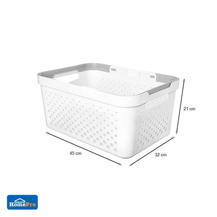 ตะกร้าผ้าเหลี่ยมซ้อนได้ STACKO MONO ไซซ์ L สีขาว_4