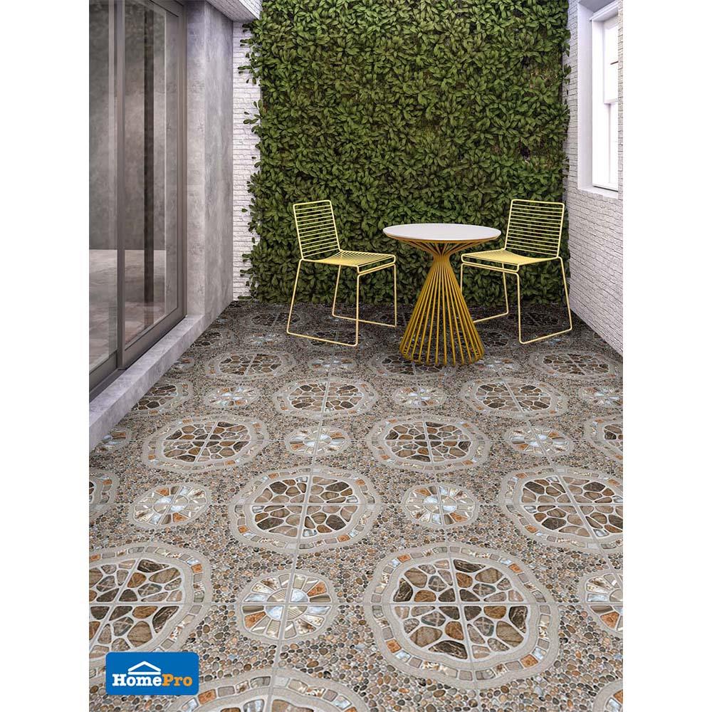 กระเบื้องพื้น 16x16 นิ้ว ภูผา กรวดแก้ว น้ำตาล A 0.96M2