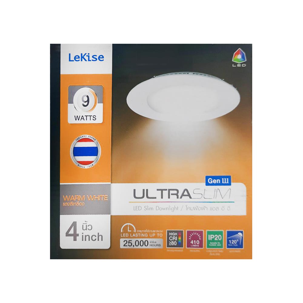 ดาวน์ไลท์ LED LEKISE ULTRASLIM3 4 นิ้ว 9 วัตต์ WARM WHITE สีขาว