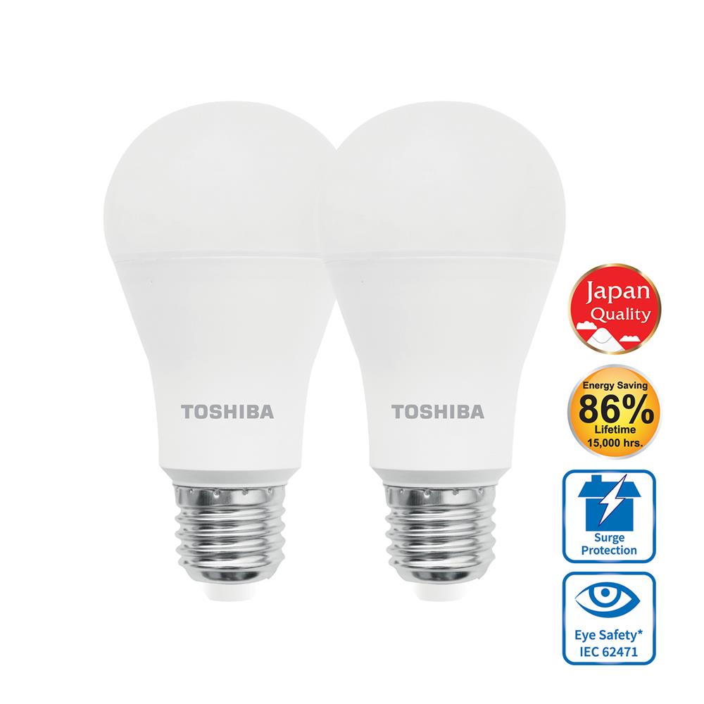 หลอด LED TOSHIBA A60 10.5 วัตต์ DAYLIGHT E27 แพ็ก 2 ชิ้น
