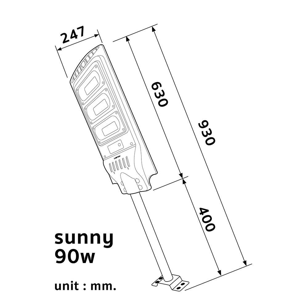 ไฟถนน SOLAR LAMPTAN SUNNY 90 วัตต์ DAYLIGHT สีดำ