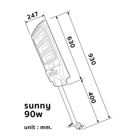 ไฟถนน SOLAR LAMPTAN SUNNY 90 วัตต์ DAYLIGHT สีดำ_4