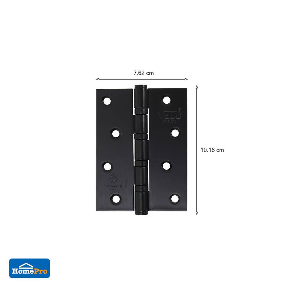 บานพับ 4X3 นิ้ว X 2 มม. AZLE 4BB มอก. สีดำ (แพ็ก 2 ชิ้น)