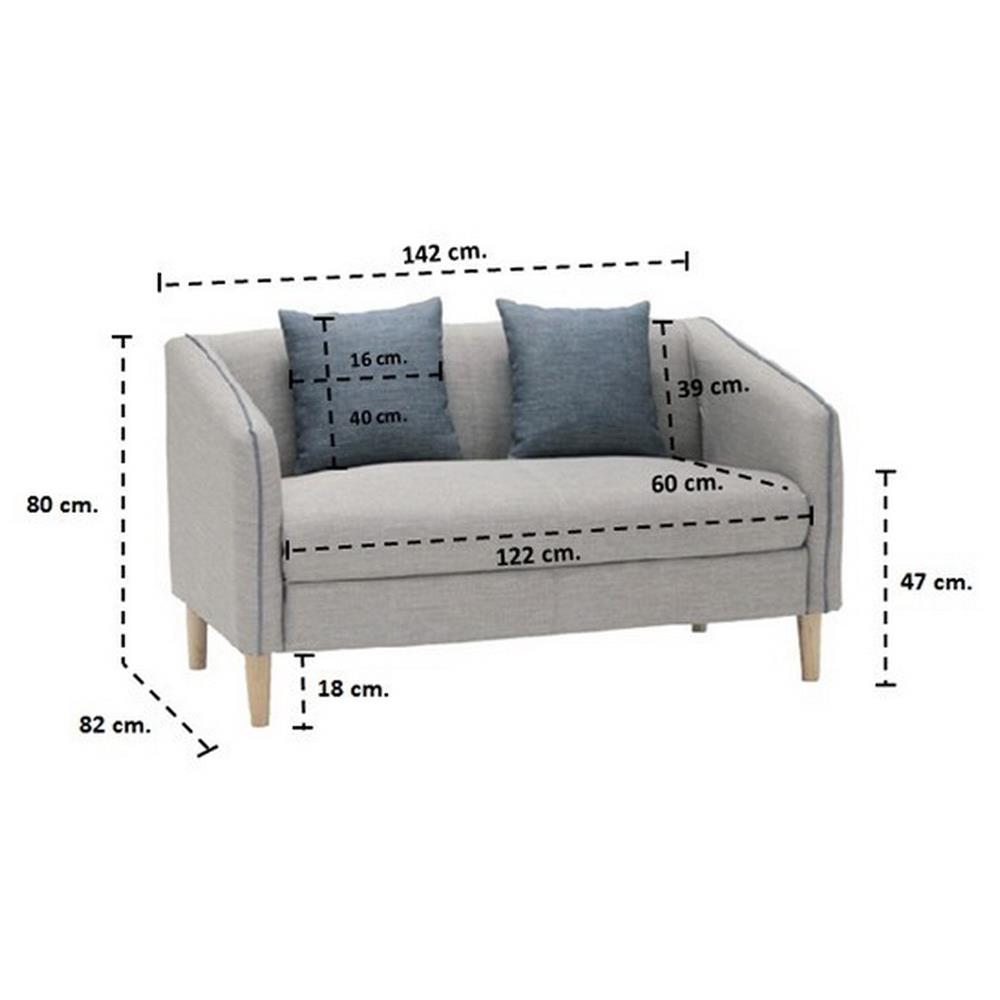 โซฟา 2 ที่นั่ง KONCEPT CRECH สีเทา/ฟ้า