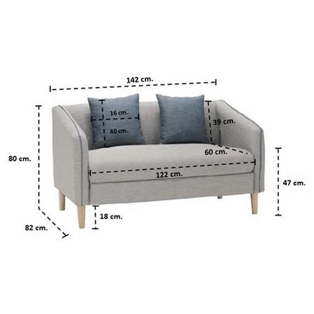 โซฟา 2 ที่นั่ง KONCEPT CRECH สีเทา/ฟ้า_5