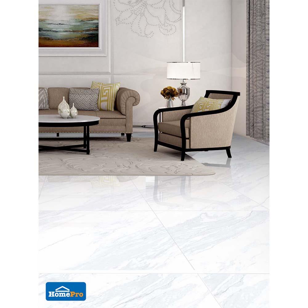 กระเบื้องพื้น 12x12 นิ้ว ภูผา ปลายฝน ขาว EXC 1M2