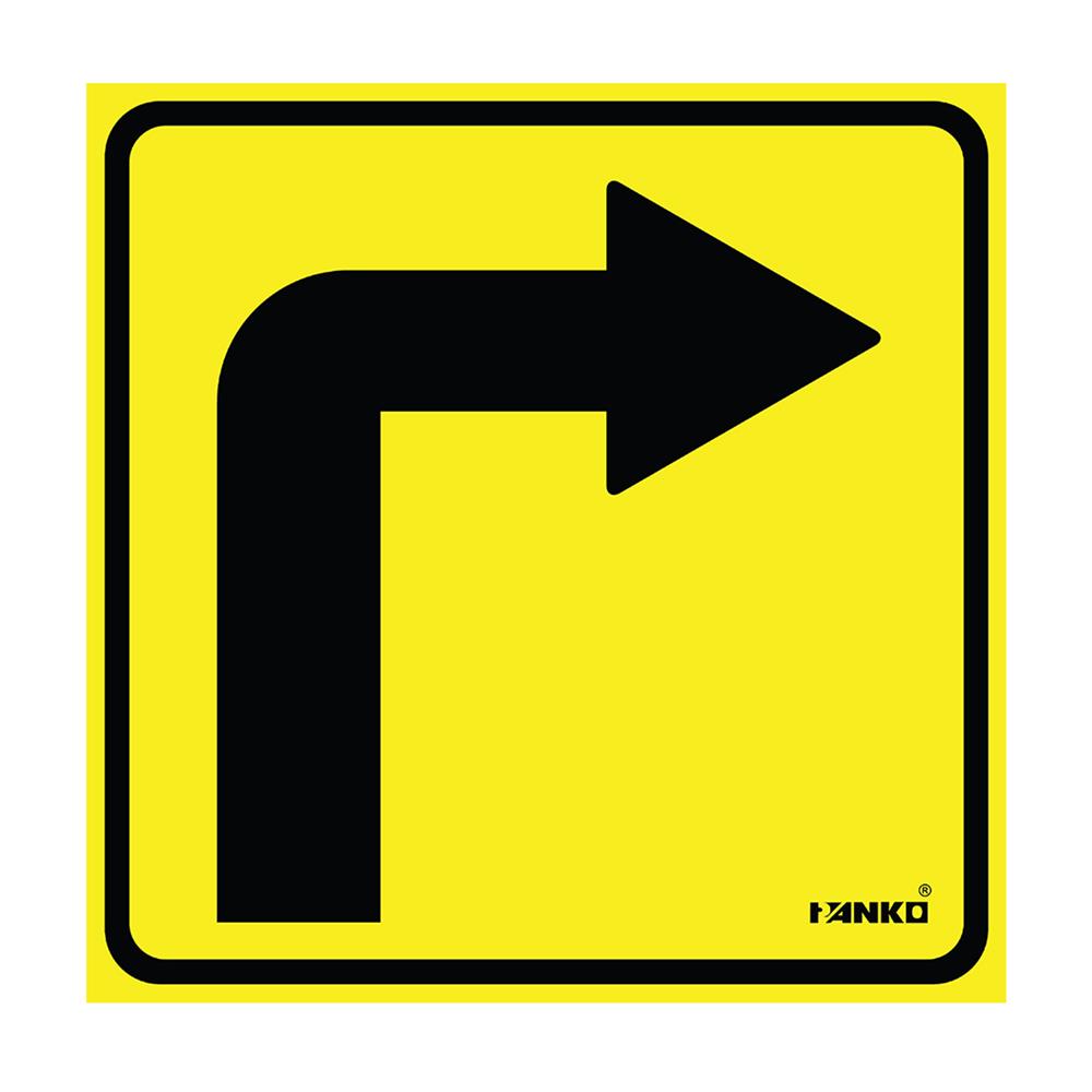 ป้ายจราจรเลี้ยวขวา PANKO SA2114 สีเหลือง/ดำ