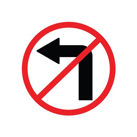 ป้ายห้ามเลี้ยวซ้าย PANKO SA2105 สีขาว/แดง_0