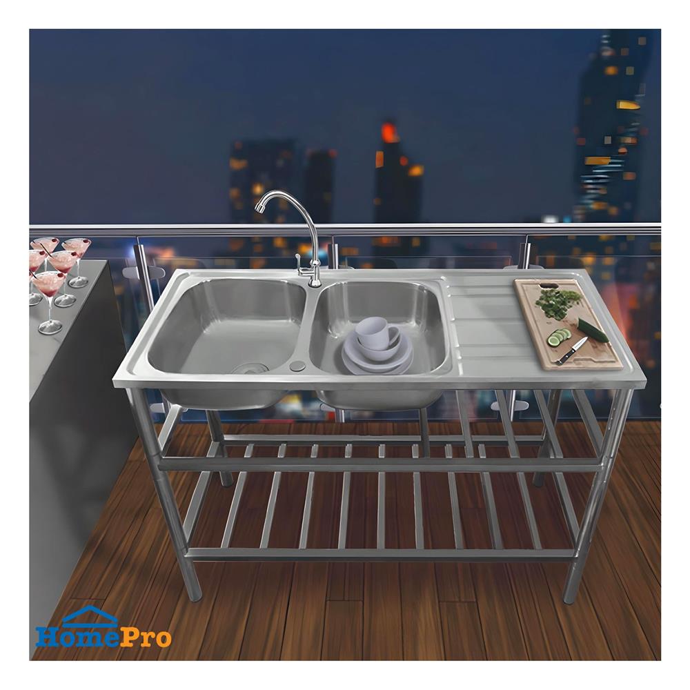 ซิงค์ขาตั้ง 2 หลุม 1 ที่พัก AXIA PP ST 12050 สเตนเลส