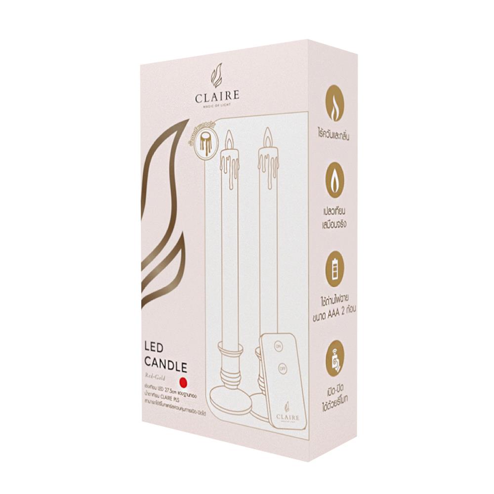 เชิงเทียน LED CLAIRE 0.06 วัตต์ WARMWHITE 27.5 ซม. สีแดง/ทอง