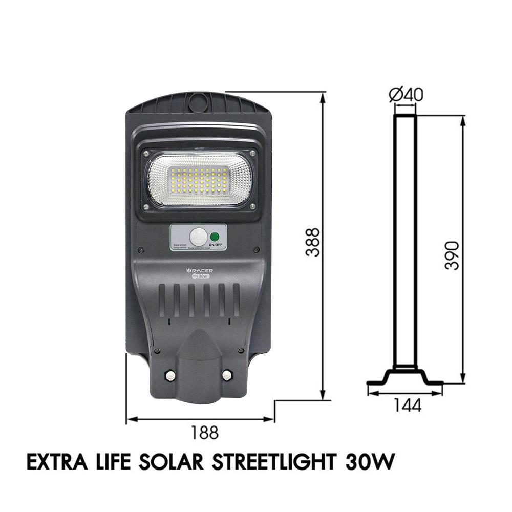 ไฟถนน SOLAR RACER EXTRA LIFE 30 วัตต์ DAYLIGHT สีเทา