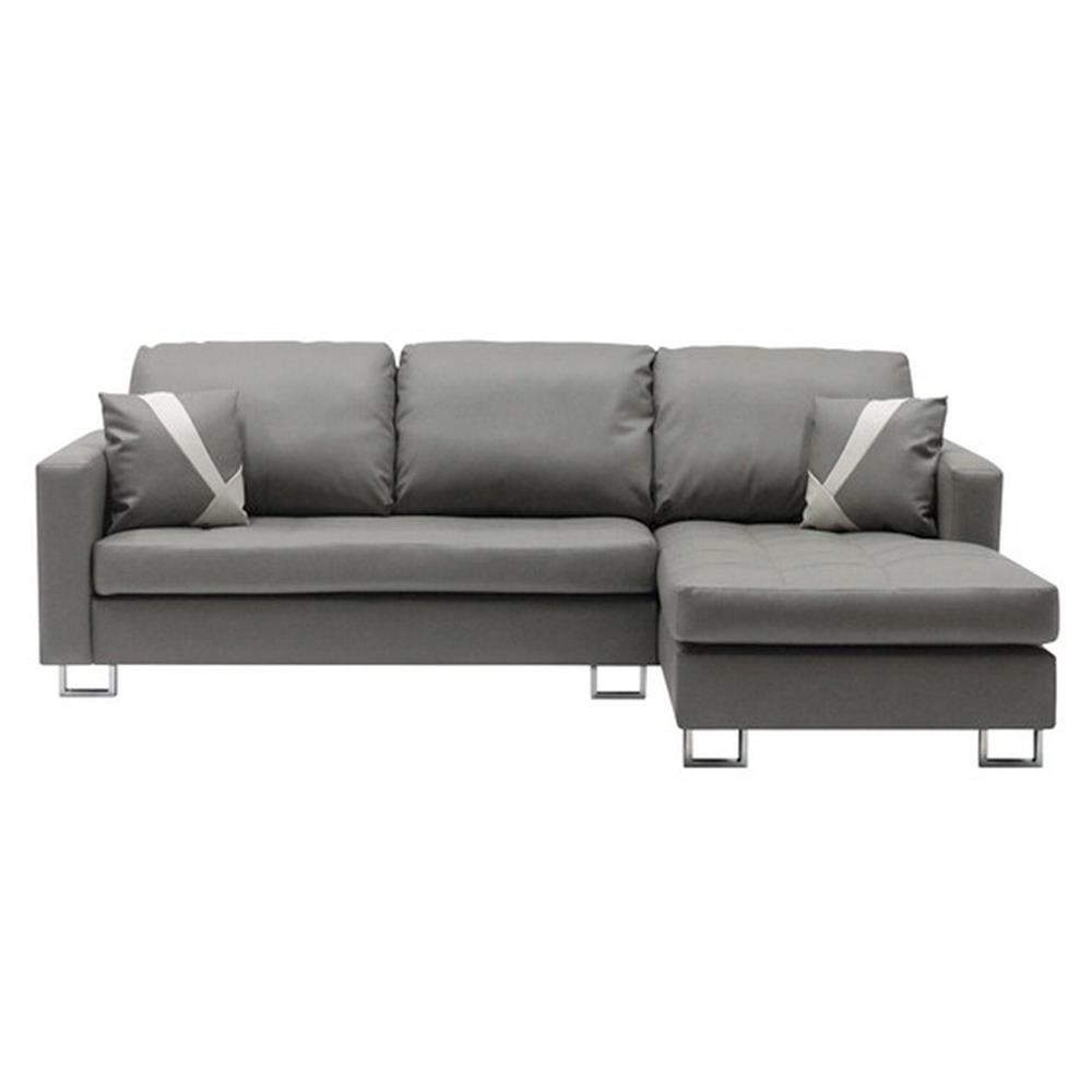 โซฟาหนังสังเคราะห์เข้ามุมขวา KONCEPT TIMMY สีเทา