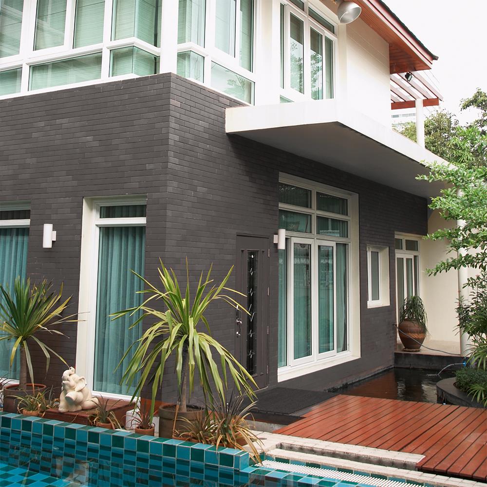 กระเบื้องดินเผา 8x8 นิ้ว KENZAI เอ็กซ์ทรูด ไทล์ ชาร์โคล 10P