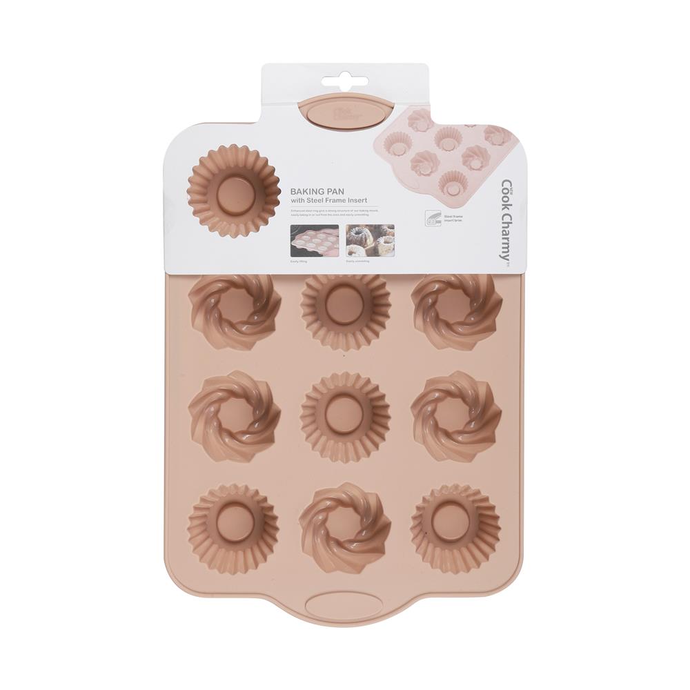 ถาดแม่พิมพ์ 12 หลุม COOK CHARMY 34x22 ซม. สีเบจ