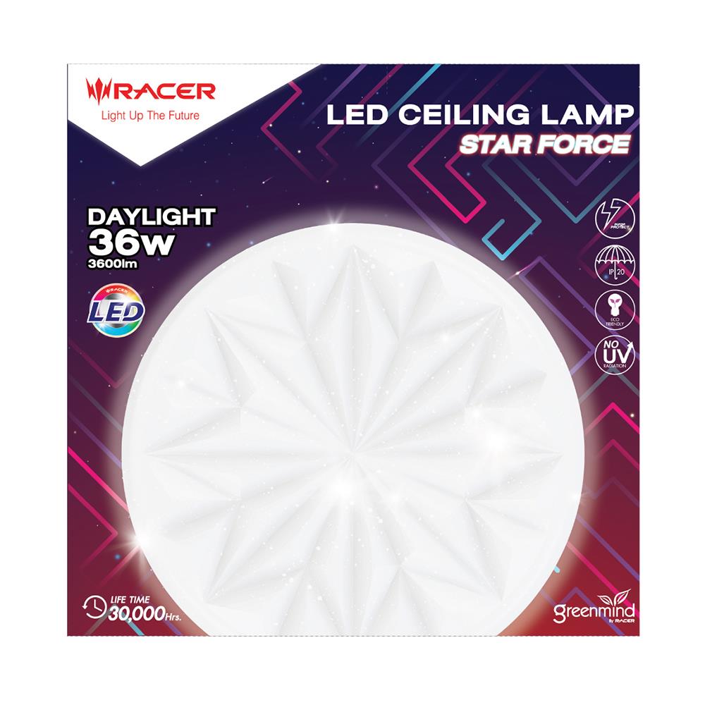 ไฟเพดาน LED RACER STAR FORCE S4 15 นิ้ว 36 วัตต์ DAYLIGHT สีขาว