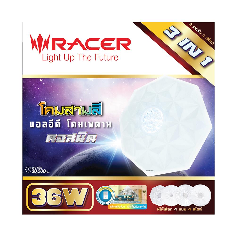 ไฟเพดาน LED RACER COSMIC CM7 15 นิ้ว 36 วัตต์ DAYLIGHT/COOL WHITE/WARM WHITE สีขาว