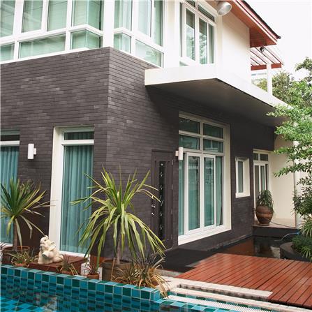 กระเบื้องดินเผา 4x9 นิ้ว KENZAI เอ็กซ์ทรูด ไทล์ ชาร์โคล 30P_1