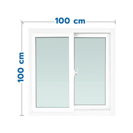 หน้าต่างเลื่อน UPVC S-S ไม่มีมุ้ง WINDOW ASIA ECO 100X100 ซม. สีขาว_0