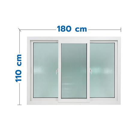 หน้าต่างบานเลื่อน UPVC S-F-S มุ้ง WINDOW ASIA 180X110 ซม. สีขาว