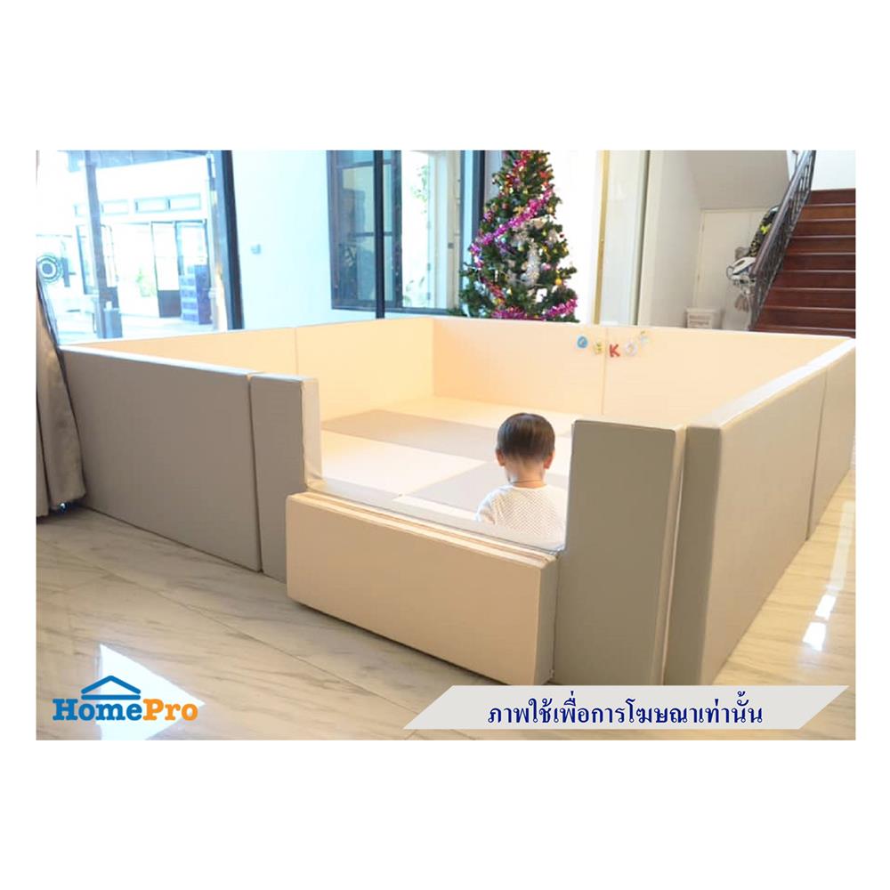 คอกกั้นเด็ก GEKO ไซซ์ L หนัง PU สีเทา/ขาว