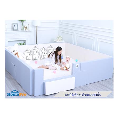 คอกกั้นเด็ก GEKO ไซซ์ L หนัง PU สีเทา/ขาว_3