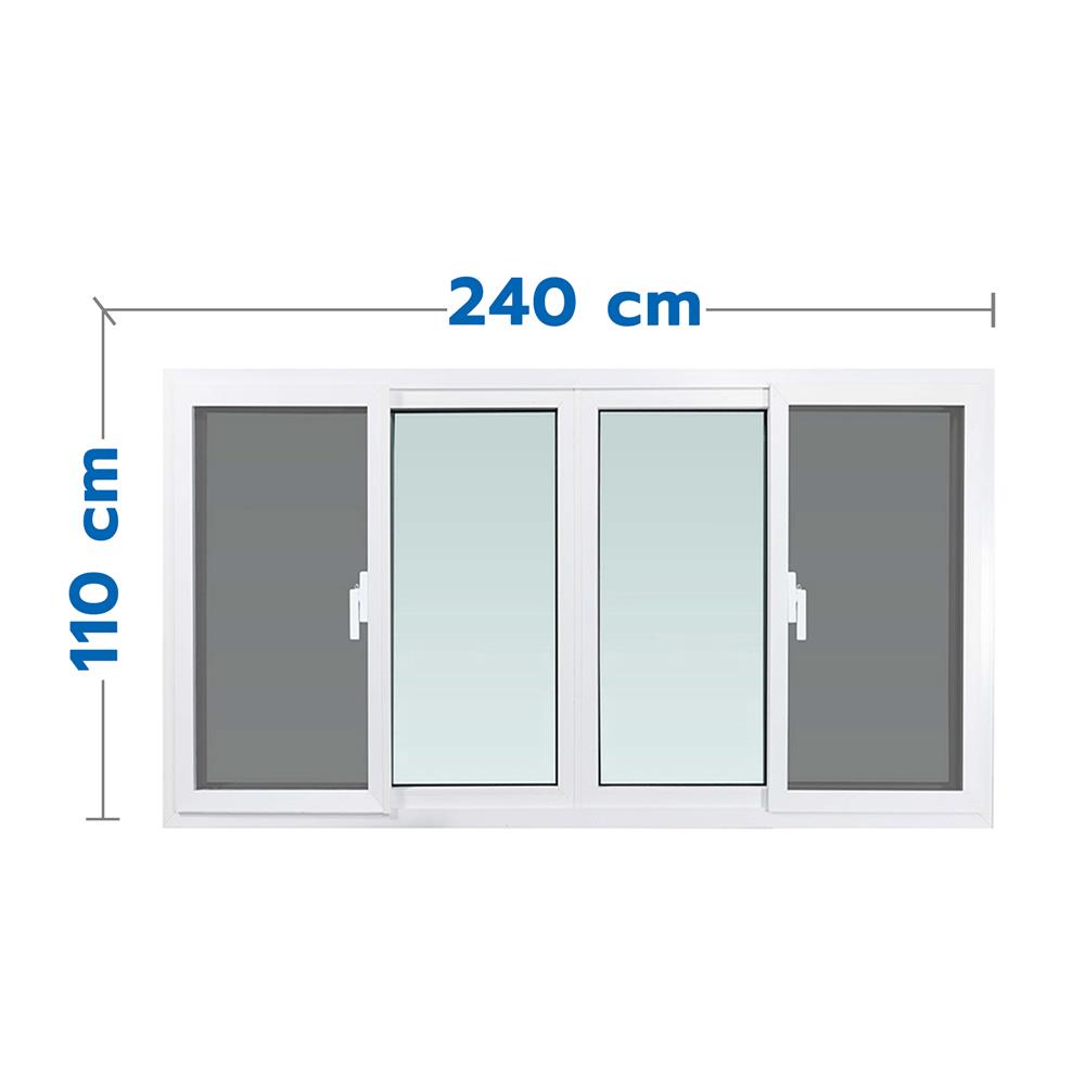 หน้าต่างบานเลื่อน UPVC S-S-S-S มุ้ง WINDOW ASIA 240X110 ซม. สีขาว