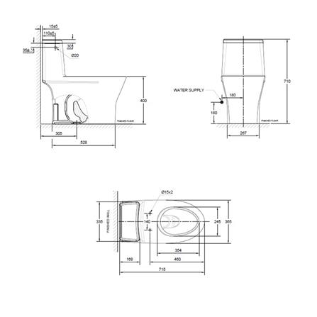 สุขภัณฑ์ 1 ชิ้น AMERICAN STANDARD 2530SCTL-WT-0 4.8 ลิตร สีขาว_1