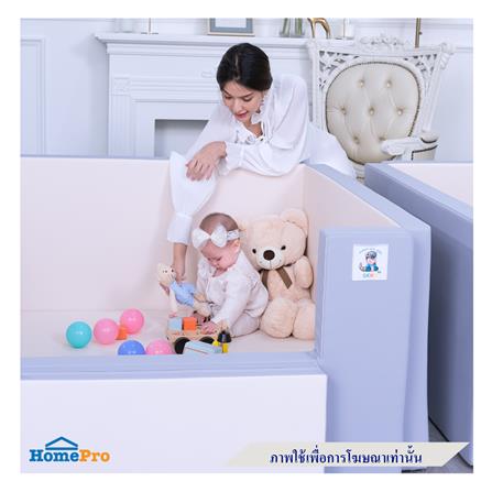 คอกกั้นเด็ก GEKO ไซซ์ L หนัง SILICONE สีเทา/ขาว_5