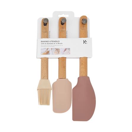 ชุดไม้พาย 2 แบบ+แปรง COOK CHARMY 3 ชิ้น ด้ามไม้_1