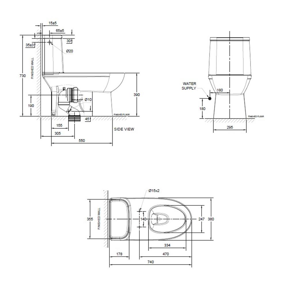 สุขภัณฑ์ 1 ชิ้น AMERICAN STANDARD 2531SCTL-WT-0 4.8L สีขาว