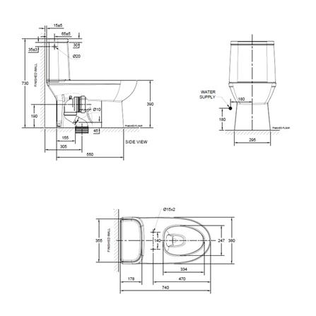 สุขภัณฑ์ 1 ชิ้น AMERICAN STANDARD 2531SCTL-WT-0 4.8L สีขาว_1